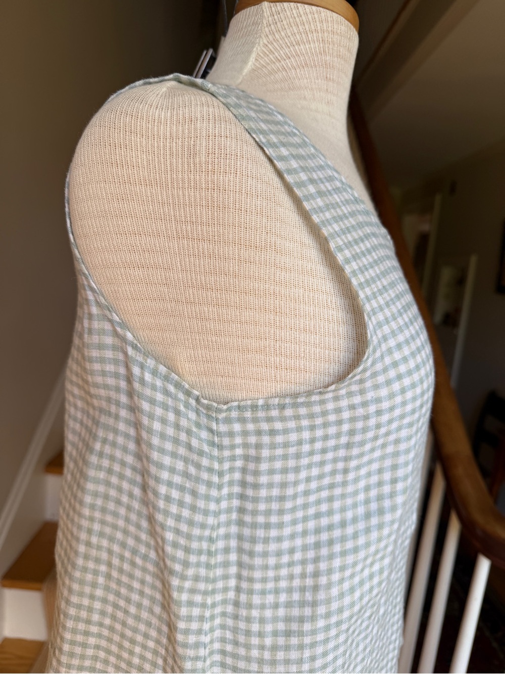 FLAX Light Green Gingham Sleeveless Tank Top - Picture 9 of 11